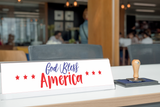 God Bless America 2 x 10" Desk Sign | Patriotic Office Decor