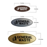 Signs ByLITA Oval General Waste Sign - Laser-Engraved Lettering | Durable ABS Plastic | Vibrant Colors | Powerful Foam Tape