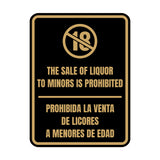 Signs ByLITA Portrait Round The Sale Of Liquor To Minors Is Prohibited Door or Wall Sign | Spanish Bilingual Alcohol Warning Signs