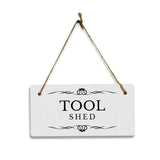 Tool Shed 5x10 Hanging Plus Wall or Door Sign | Rustic Twine | Range of Vibrant Decor Styles | Room Signs For Home and Business