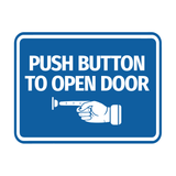 Signs ByLITA Classic Framed Push button to open door (finger pointing left) Wall or Door Sign
