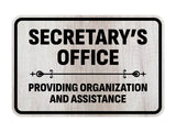 Classic Framed Plus Secretary’s Office – Providing Organization and Assistance Door or Wall Sign | Church and Place of Worship Signs