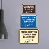 Signs ByLITA Classic Framed Push Button To Open The Elevator Wall or Door Sign