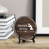Prayer Room Circle Table Sign with Acrylic Stand (5x5") | Business and Workplace Multi Faith Sign