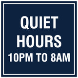 Signs ByLITA Square Quiet Hours 10PM to 8AM Sign - Easy Installation | Durable Material