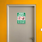 Portrait Round Plus Private Property No Soliciting No Loitering Door or Wall Sign | Safety Signage