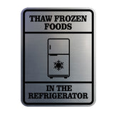 Signs ByLITA Portrait Round Thaw Frozen Foods In The Refrigerator Door or Wall Sign Durable ABS Plastic | Laser Engraved | Easy Installation | Kitchen | Hygiene
