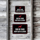 Classic Framed Plus Dog in Yard Keep Gate Closed Wall or Door Sign | Home Security Signage