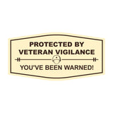 Signs ByLITA Fancy Protected by Veteran Vigilance: You've Been Warned! Easy Installation | Honor Veterans with Military Signs | US Pride | Businesses and Homes Wall or Door Sign