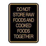 Signs ByLITA Portrait Round Hygiene Safety: Do Not Store Raw Foods and Cooked Foods Together Door or Wall Sign Durable ABS Plastic | Laser Engraved | Easy Installation | Kitchen | Hygiene