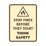 Signs ByLITA Portrait Round Stop Fires Before They Start Think Safety Door or Wall Sign Easy Installation | Health And Safety | Building And Danger Signs