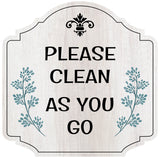 Heritage Plus Please Clean As You Go Wall or Door Sign | Public Spaces Signage