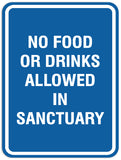 Signs ByLITA Portrait Round No food or drinks allowed in sanctuary Sign - Laser-Engraved Lettering | Durable ABS Plastic | Vibrant Colors | Powerful Foam Tape