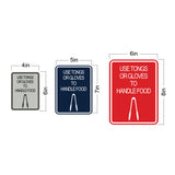 Signs ByLITA Portrait Round Use Tongs or Gloves To Handle Food Door or Wall Sign Durable ABS Plastic | Laser Engraved | Easy Installation | Kitchen | Hygiene