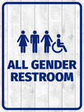 Portrait Round Plus All Gender Restroom Wall or Door Sign Easy Installation | Business & Public Bathroom Signs