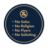 Circle No Sales, No Religion, No Flyers, No Soliciting Wall or Door Sign