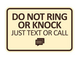 Signs ByLITA Classic Framed Do Not Ring Bell or Knock Please Text or Call Entrance Wall or Door Sign