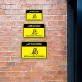 Classic Framed Plus ¡Atención! Montacarga Operando Wall or Door Sign | Bilingual Spanish and English Workplace Safety Signage