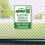 Portrait Round Plus Electric Vehicle Parking Only While Charging Door or Wall Sign | Electric Vehicle Charging Station | Parking