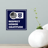 Square Plus Respect Honor Gratitude Wall or Door Sign | Police First Responders Appreciation Signage