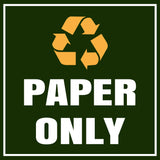 Square Plus Paper Only Wall or Door Sign | Eco-Friendly Recycling