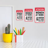Portrait Round Plus Attention Women At Work Enter At Your Own Risk! Wall or Door Sign | Easy Installation | Funny Novelty Imitation Warning Signs