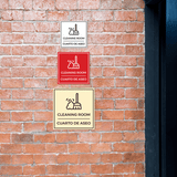 Signs ByLITA Square Cleaning Room Wall or Door Sign | Spanish Bilingual Business And Office Signs