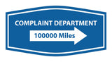 Signs ByLITA Fancy Complaint Dept. 100000 Miles Arrow Funny Office Wall or Door Sign