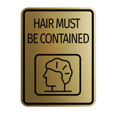 Signs ByLITA Portrait Round Hair Must Be Contained Door or Wall Sign Durable ABS Plastic | Laser Engraved | Easy Installation | Kitchen | Hygiene