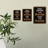Portrait Round Plus What Happens On The Patio Stays On The Patio Wall or Door Sign | Funny Naughty Decor