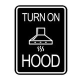 Signs ByLITA Portrait Round Turn On Hood Door or Wall Sign Durable ABS Plastic | Laser Engraved | Easy Installation | Kitchen | Hygiene