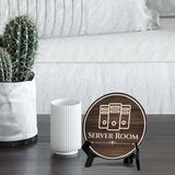 Server Room Circle Table Sign with Acrylic Stand (5x5") | Office Building Maintenance Sign