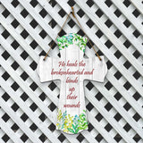 He heals the brokenhearted and binds up their wounds Cross Hanging Sign | Rustic Twine | Inspiring Religious Bible Decor