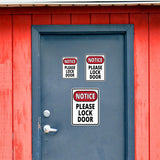Portrait Round Plus Notice Please Lock Door Wall or Door Sign | Health And Safety Office Signage