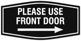 Signs ByLITA Fancy Please use front door right arrow Sign - Laser-Engraved Lettering | Durable ABS Plastic | Vibrant Colors | Powerful Foam Tape Wall or Door Sign