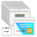 ID Badge with Magnet Backing - 25, 50, 100 Pack | Professional Name Badge Holders with Clear Images & Secure Magnetic Fastening