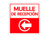 Square Plus Muelle De Recepción Left Arrow Wall or Door Sign | Spanish | Health & Safety Warehouse Business Signage