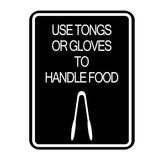 Signs ByLITA Portrait Round Use Tongs or Gloves To Handle Food Door or Wall Sign Durable ABS Plastic | Laser Engraved | Easy Installation | Kitchen | Hygiene