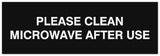 Signs ByLITA Basic Please clean microwave after use Sign - Laser-Engraved Lettering | Durable ABS Plastic | Vibrant Colors | Powerful Foam Tape