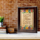 Faith Hope Love Decorative Wall Plaque With Easel Acrylic Stand | Religious Feel Good Home Decor