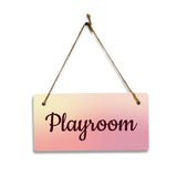 Playroom 5x10 Hanging Plus Wall or Door Sign | Rustic Twine | Range of Vibrant Decor Styles | Room Signs For Home and Business