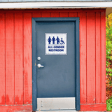 Square Plus All Gender Restroom Wall or Door Sign Easy Installation | Business & Public Bathroom Signs