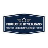Signs ByLITA Fancy Protected by Veterans: Try the Neighbor's House First! Easy Installation | Honor Veterans with Military Signs | US Pride | Businesses and Homes Wall or Door Sign