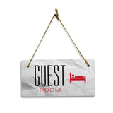 Guest Room 5x10 Hanging Plus Wall or Door Sign | Rustic Twine | Range of Vibrant Decor Styles | Room Signs For Home and Business