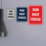 Signs ByLITA Portrait Round Raw Meat Fridge Door or Wall Sign Durable ABS Plastic | Laser Engraved | Easy Installation | Kitchen | Hygiene