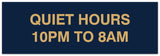 Signs ByLITA Basic Quiet Hours 10pm to 8am Sign - Laser-Engraved Lettering | Durable ABS Plastic | Vibrant Colors | Powerful Foam Tape