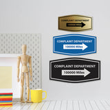 Signs ByLITA Fancy Complaint Dept. 100000 Miles Arrow Funny Office Wall or Door Sign