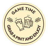 Signs ByLITA Circle Game Time: Grab a Pint and Enjoy ABS Plastic | Laser Engraved | Easy Installation | Elegant Design Wall or Door Sign