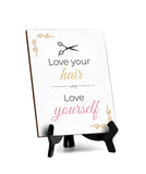 Hairdressers and Stylists 6 x 8" Table Signs | Easy Installation | Front Desk Decorative Hair Style Signs