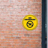Circle Plus No Swimming Wall or Door Sign | Easy Installation | Public Parks & Reservoirs Signage